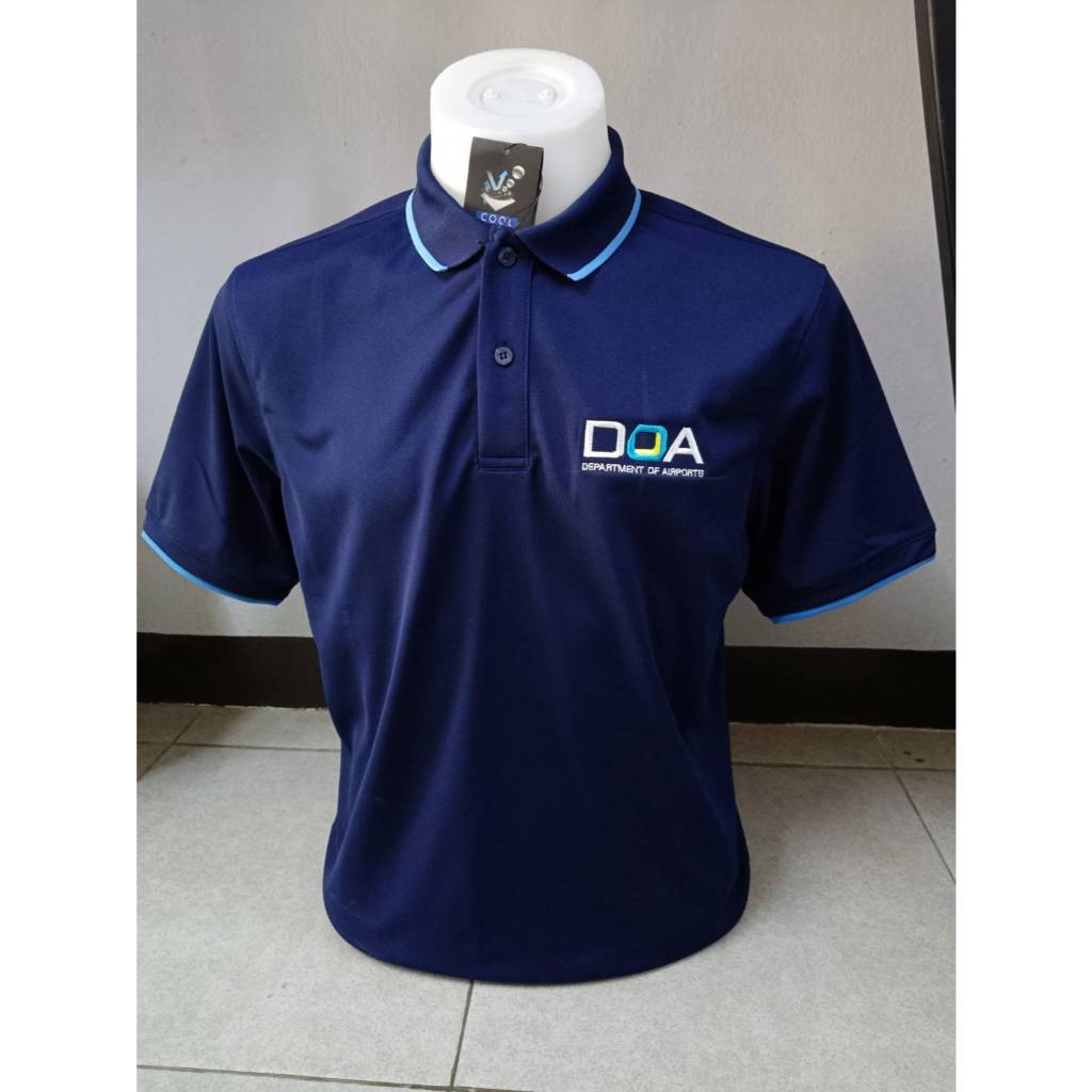 เสื้อโปโลกรมท่าอากาศยานDOA ปักหลัง ผ้าcool ไม่มีกระเป๋า