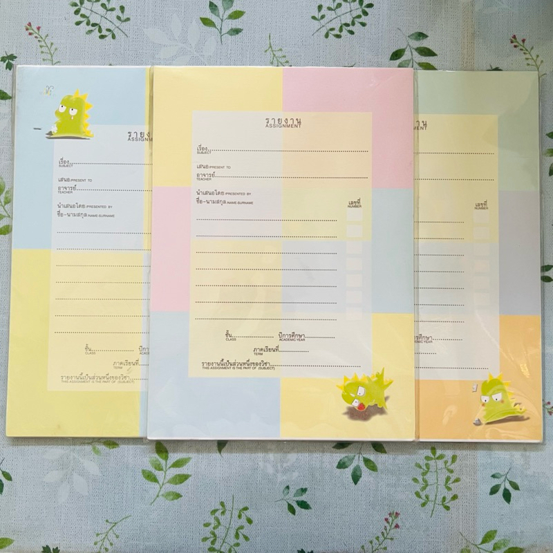 (1ชุด/6ชุด คละลาย)กระดาษรายงาน พร้อมปกหน้า ปกหลัง กระดาษมีเส้น กระดาษเขียนรายงาน 20แผ่น ขนาดA4