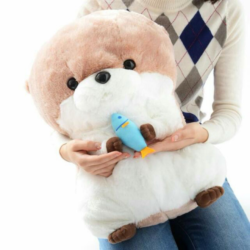 AMUFUN AMUSE Kotsume-Chan Otter BIG Plush ตุ๊กตา นาก อุ้มปลา ขนนุ่ม ขนาดใหญ่ ไซส์กอด ลิขสิทธิ์แท้จาก