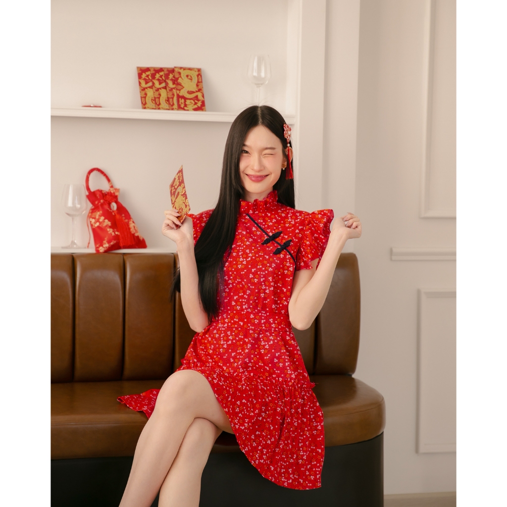 DR0472 LABELLE รุ่น Qipao Sweet Dress เดรสกี่เพ้าตรุษจีน รูปที่ 2