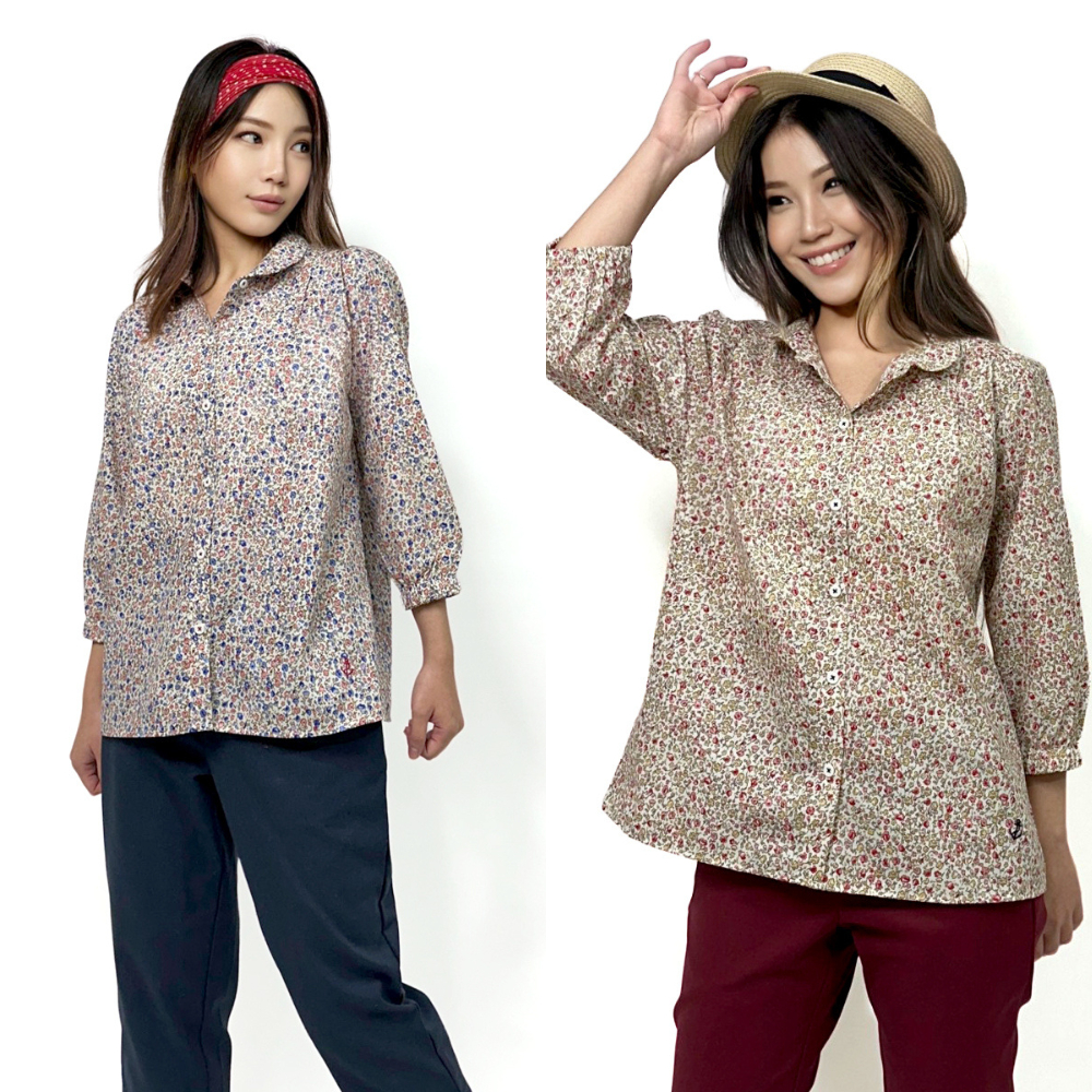 PORTLAND เสื้อเชิ้ตลายดอก แขน 3 ส่วน มี 2 สี / 3/4 Sleeve Floral Shirt