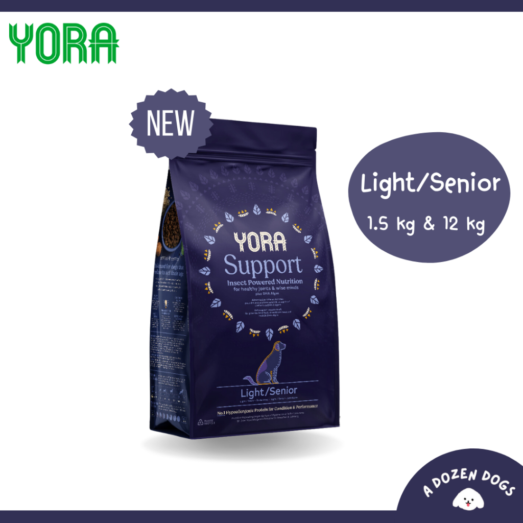 YORA Light/Senior 1.5kg และ 12kg. อาหารสุนัขสูงอายุ ลดน้ำหนัก สำหรับสุนัขแพ้ง่าย แพ้ไก่ปลา