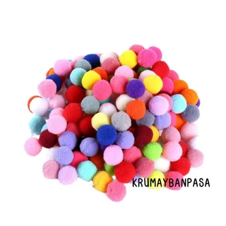 #20 ปอมปอมพร้อมส่ง เลือกสีได้ แพ็ค 100 ชิ้น ขนาด1-2cm.