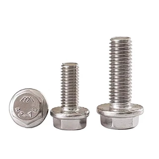 สกสกรูจานจักร หัวหกเลี่ยม สแตนเลส เกลียวมิลตลอด M6 Serrated Hex Flange Screws Stainless Steel 304.