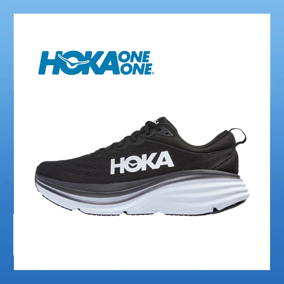 รองเท้าของแท้ HOKA  ONE ONE Bondi 8 รองเท้าผ้าใบสำหรับผู้ชาย และผู้หญิง