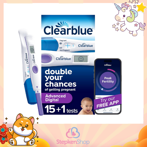 ของแท้Clearblue Advanced Digital Ovulation Test สีม่วง อุปกรณ์ทดสอบการตกไข่พร้อมเครื่องแบบดิจิตอล 15 เทส+ตรวจครรภ์1เทส