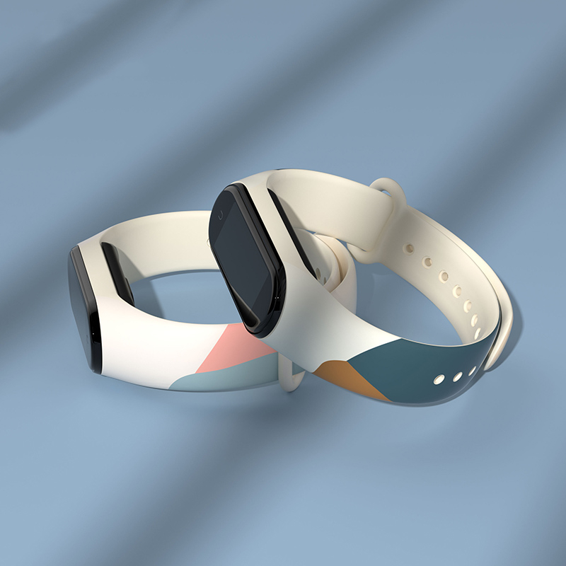 สายซิลิโคนลายสีรุ้ง Morandi เหมาะสำหรับ Mi band 3/4/5/6/7 สายซิลิโคนกันน้ำและกันเหงื่อ