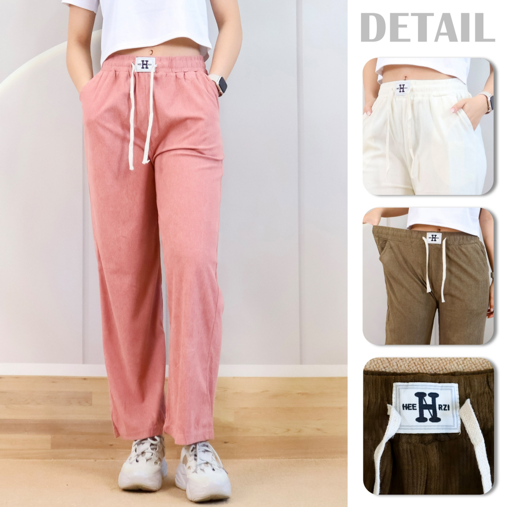 p9959# กางเกงขายาว 9ส่วน ทรงขากระบอกกลาง ผ้าลูกฟูก เนื้อผ้านิ่ม ใส่ได้ทั้งชายและหญิง