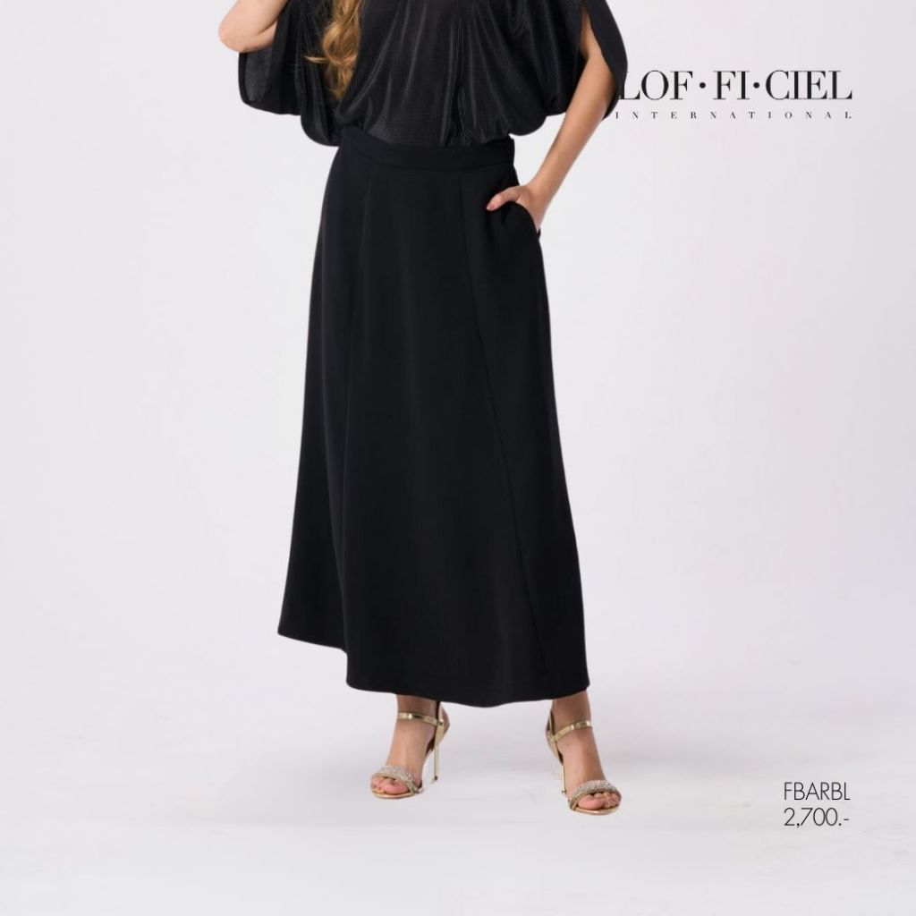LOF-FI-CIEL กระโปรงยาวทรงเอ บานเล็กน้อย Jubili สีดำ FBARBL