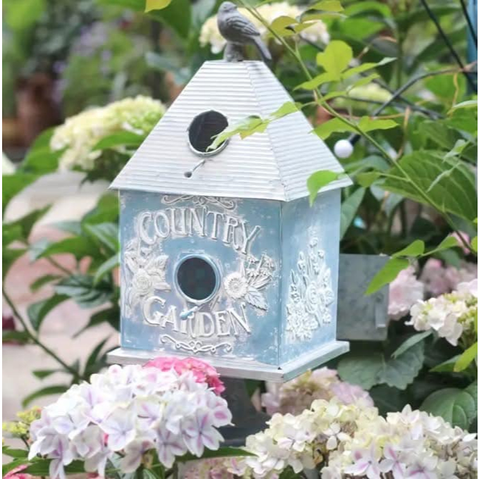 บ้านนกเกรดพรีเมี่ยมสวยมากๆค่ะ new wrought iron retro basket flower and bird embossed bird house decoration