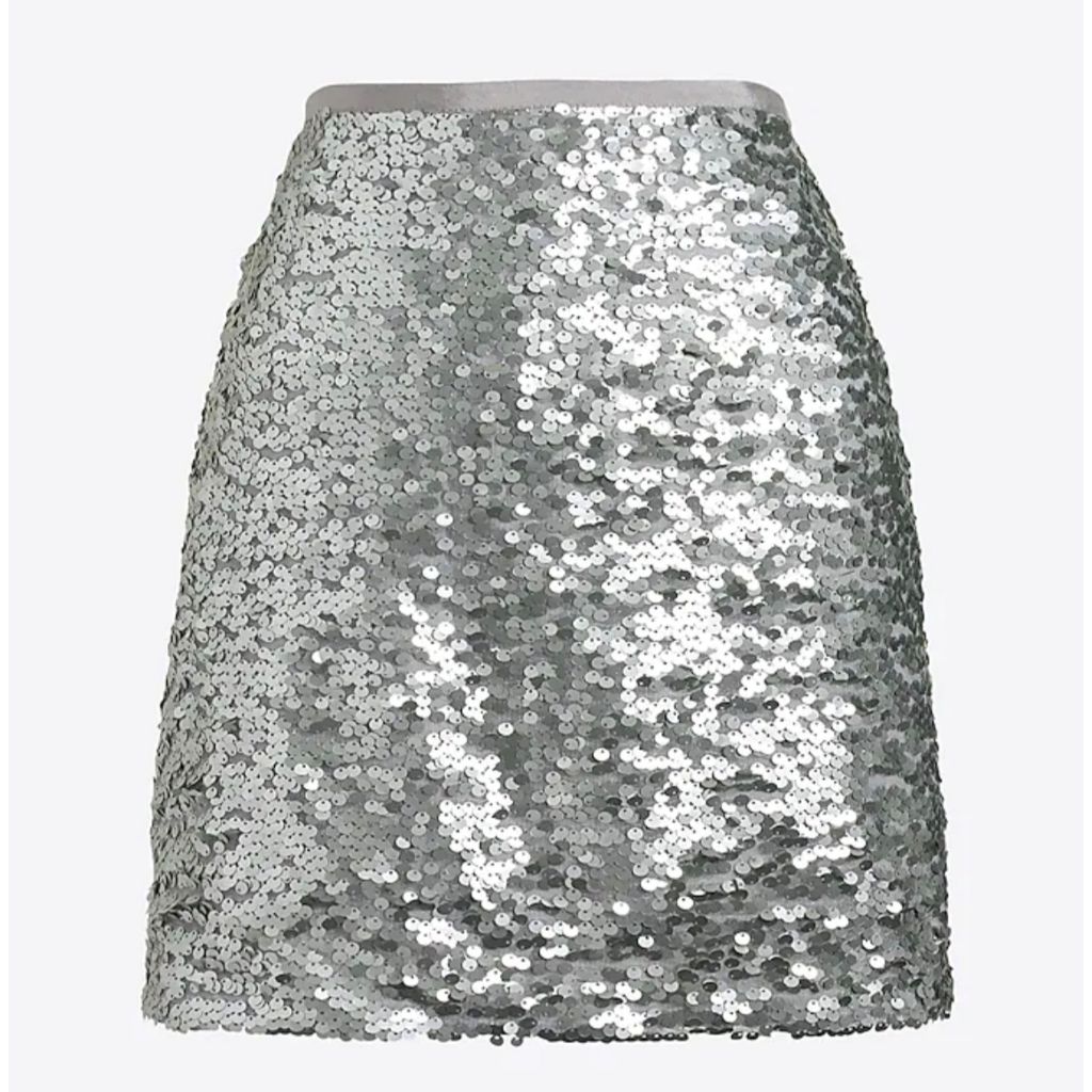 J.CREW Sequin Mini Skirt Silver Woman Size 4