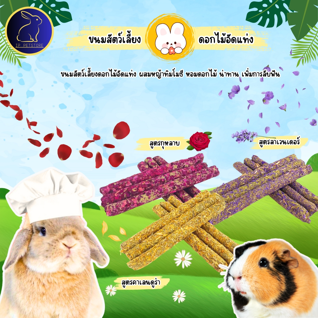 ขนมสัตว์เลี้ยง ขนมกระต่าย แกสบี้ ชินชิลล่า แพรี่ด็อก ดอกไม้อัดแท่ง ขนมสัตว์เล็ก