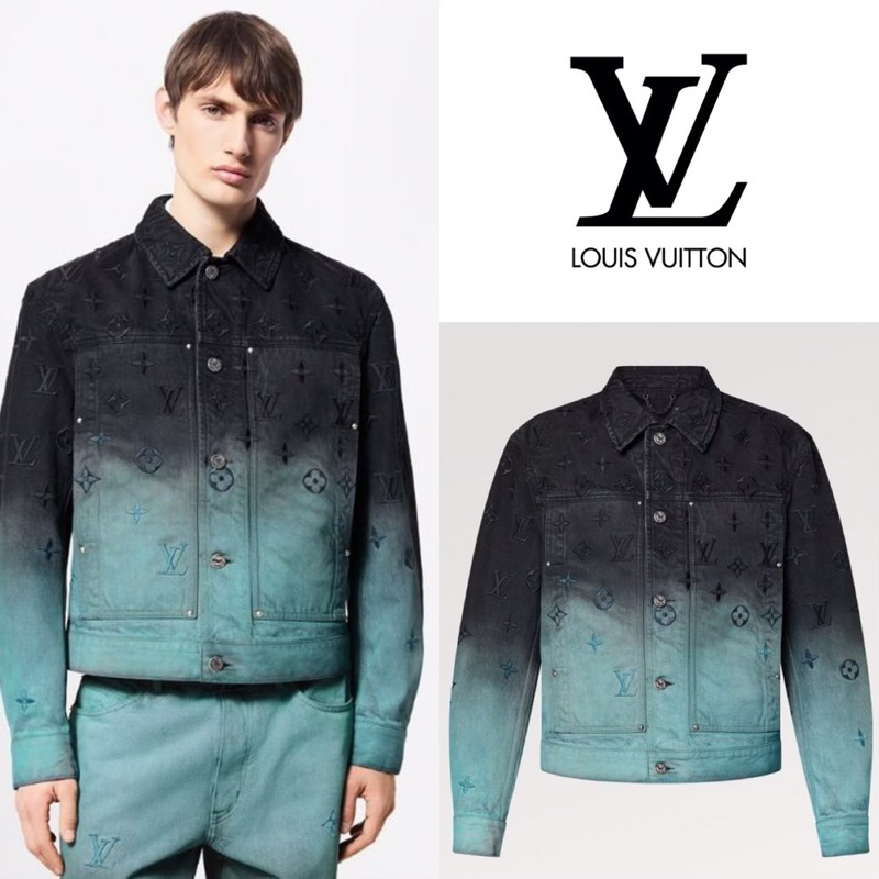 เสื้อแจ็คเก็ตยีนส์แขนยาว Louis Vuitton Embroidered Denim Blouson Jacket