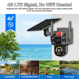 11พร้อมส่ง 4G/ WIFI Camera 12MP 6K 18LED Solar Cell กล้องวงจรปิดใส่ซิม /ไวไฟ โซลาร์เซล ชัด12ล้านพิกเซล กล้อง2เลนส์3จอ
