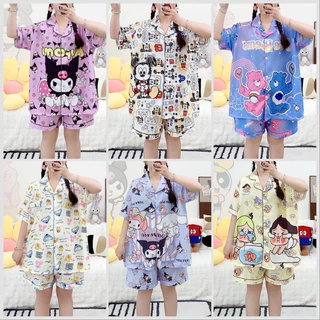 P999 🔥ชุดนอน ผ้าไหมอิตาลี่ฟรีไซส์ อก45 🔥แขนสั้น ขาสั้น เนื้อผ้าบางเบา ระบายอากาศดี พร้อมส่ง