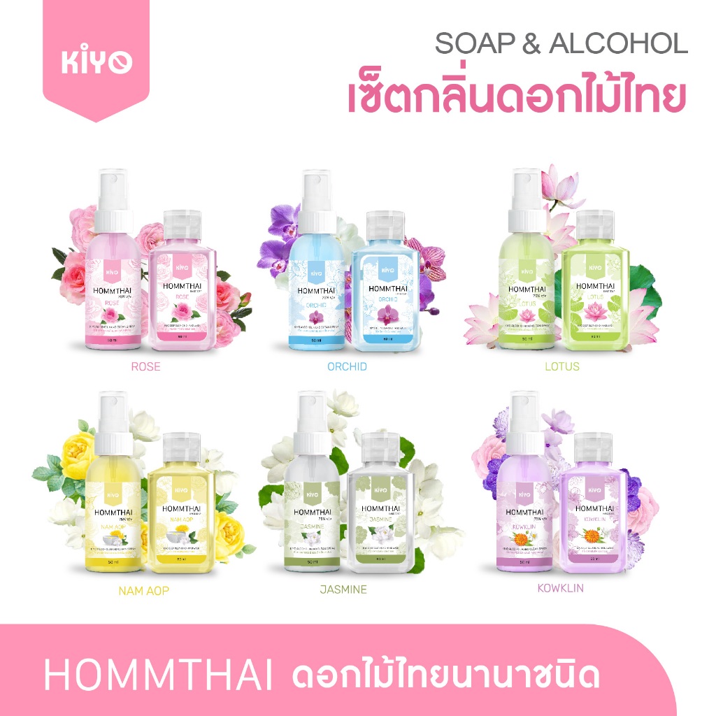 “เซ็ตคู่เล็ก” สบู่เหลวล้างมือและสเปรย์แอลกอฮอล์ 75% กลิ่นดอกไม้ไทยนานาชนิด หอมดอกไม้ติดมือ มือนุ่มชุ่มชื่น