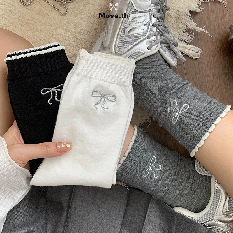 ในไทย-พร้อมส่ง✨ถุงเท้าJK ประดับโบว์ ลูกไม้ น่ารักหวาน INSสไตล์ญี่ปุ่น นักเรียนสำหรับผู้หญิง 2025ใหม่-Move