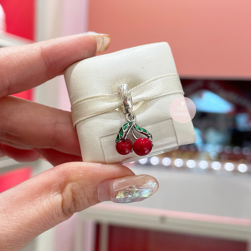 (ของแท้100%) Pandora Asymmetrical Cherry Fruit ชาร์มเชอรี่