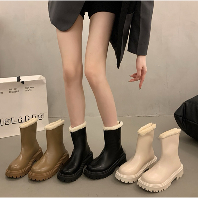 (พร้อมส่ง ในไทย) รองเท้าบูท แฟชั่น สไตล์เกาหลี ข้อยาว ข้อสั้น
