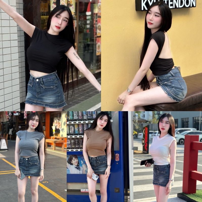 คอกลมผ้ายืดโชว์หลัง (คกช1)