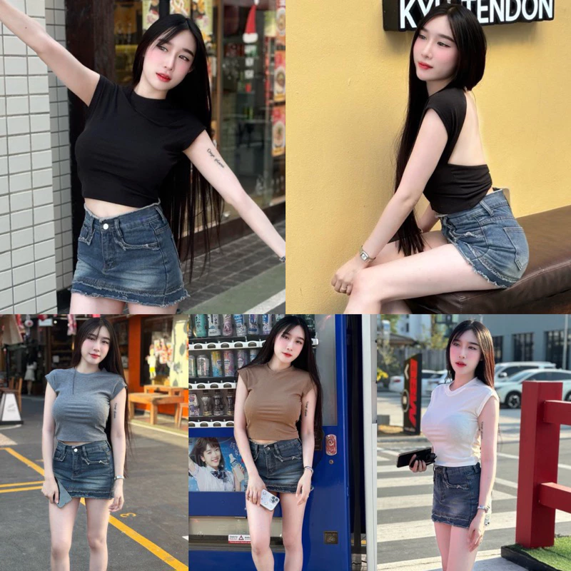 คอกลมผ้ายืดโชว์หลัง (คกช1)