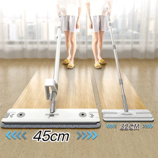 Onesuper นาดใหญ่พิเศษ45cm ไม้ถูพื้นรีดน้ํา แบบแห้งเร็ว ไม้ถูพื้น ถูง่ายสบายมือ Flat Mop ดูดซับน้ําได้ดี