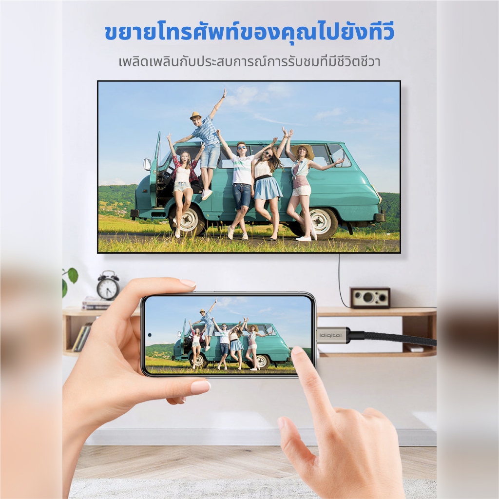 Idigital สาย USB C Type C to HDMI Cable, 4K 60Hz, 2K 144Hz, 1080P 240Hz, 1m-3m, For Laptop, Macbook, สมาร์ทโฟน, แท็บเล็ต