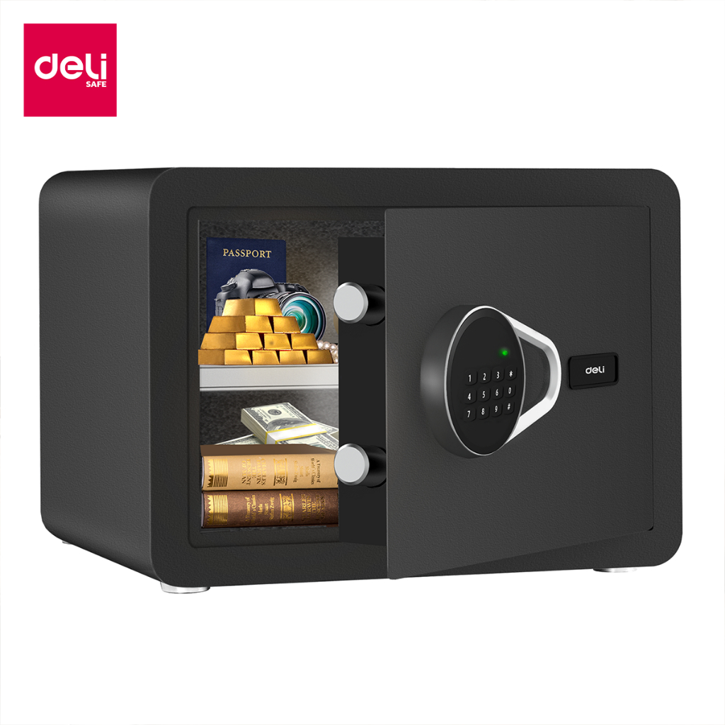 Deli ตู้เซฟนิรภัย ตู้เซฟอิเล็กทรอนิกส์ ล็อค2ชั้น ป้องการโจรกรรม โครงสร้างเหล็ก รับประกัน1ปี Safe Box