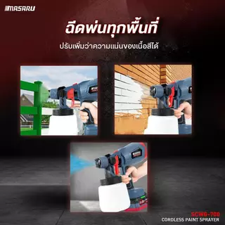 Masaru เครื่องพ่นสีไร้สาย SCWG-700 อุปกรณ์ทาสี ใช้ได้ทั้งสีน้ำ สีน้ำมัน กาพ่นสีไฟฟ้า