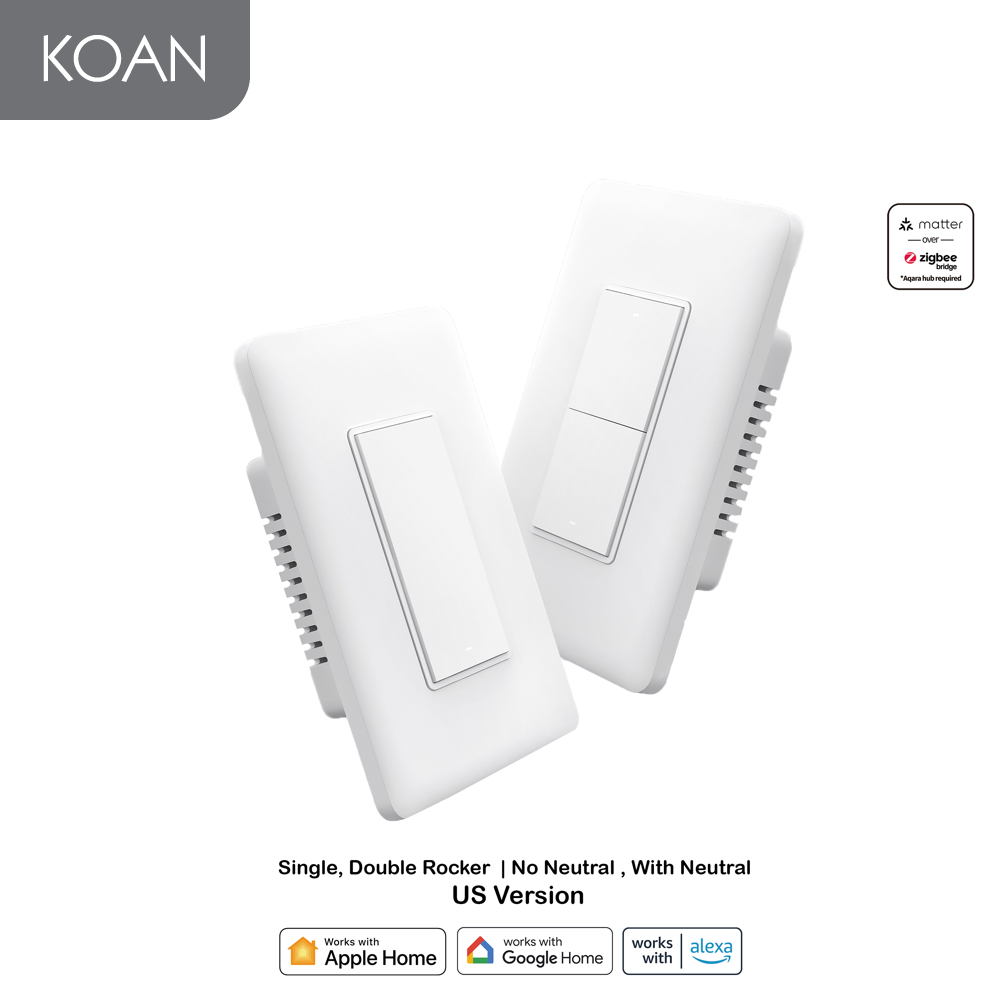 สวิตช์อัจฉริยะ Aqara Smart Wall Switch H1 US [Single, Double] No Neutral , With neutral - White