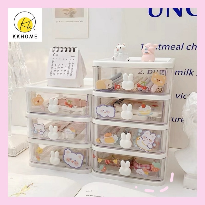 KKHOME [แถมสติ๊กเกอร์]ลิ้นชักเล็ก กล่องเก็บของ กล่องใส่ของใช้จุกจิก ลิ้นชักเก็บของ กล่องใส่เครื่องเขียน กล่องลิ้นชัก