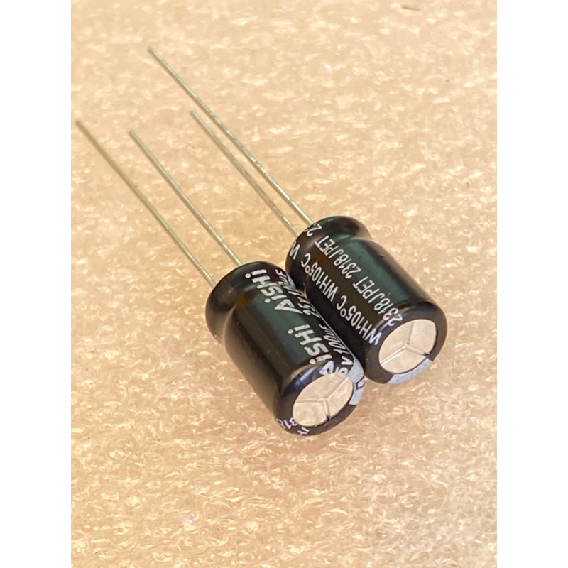 (10ตัว) สินค้าแท้ผลิตใหม่ใช้งานได้ยาวนาน C 100UF 25V คาปาซิเตอร์ แบรนด์Aishi 105C 6x12mm C100UF25V C