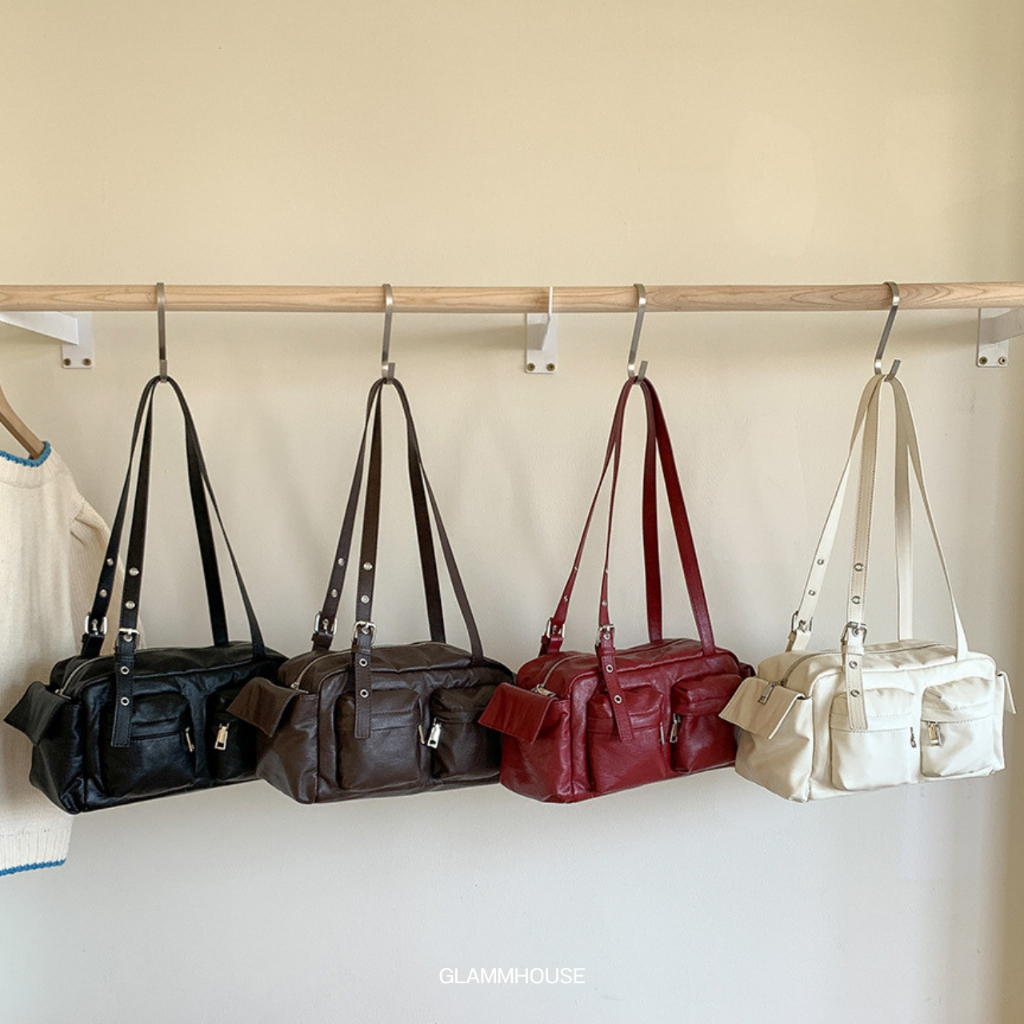 Glammhouse - Jennifer bag กระเป๋าสะพายหนังทรง cargo สายปรับเหลายระดับ กระเป๋าจุได้เยอะ ใบนี้น่ารัก Everydaylook แบบสุดๆ