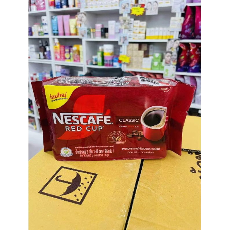 เนสกาแฟ กาแฟสำเร็จรูปผสมกับกาแฟคั่วบดละเอียด เรดคัพ 2 ก. 48 ซอง