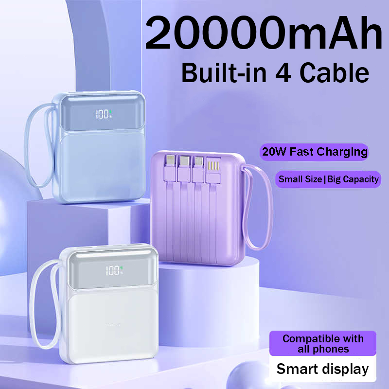 powerbank fast charge 22.5W 15000mAh พาวเวอร์แบงค์ มีสายชาร์จในตัว แบตสำรองพกพา ประกัน1ปี