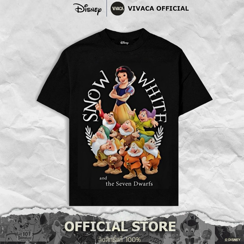 เสื้อยืดDisney TM-201 ลิขสิทธิ์แท้ (Snow White ดำ/ สกรีนหน้า)
