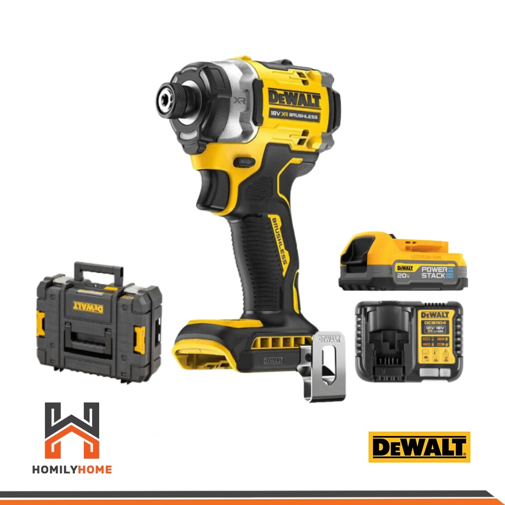 DEWALT ไขควงกระแทกไร้สาย ไร้แปรงถ่าน XR 20V Max รุ่น DCF860E1T แบตเตอรี่ Powerstack กล่อง TSTAK