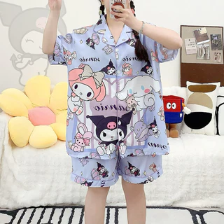 P999 🔥ชุดนอน ผ้าไหมอิตาลี่ฟรีไซส์ อก 45🔥แขนสั้น ขาสั้น เนื้อผ้าบางเบา ใส่สบาย