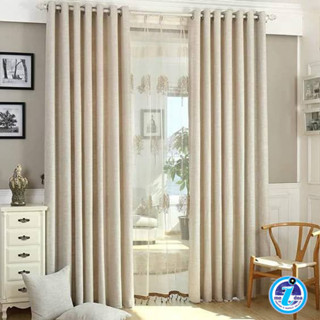 ผ้าม่านกั้นห้องสีครีมมินิมอลเกรดพรีเมี่ยม แถมสายรวบม่าน ขนาด…