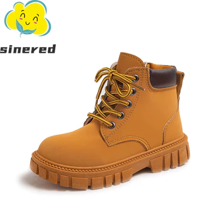 Sinered Children Short Boots Fashion Baby Shoes Anti-slip Waterproof Ankle Boots Martin Boots Lace Up Boots for Boys Gir
