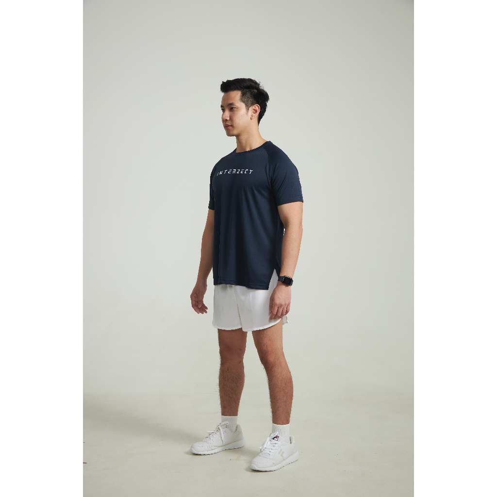 [พร้อมส่ง] Interzect : เสื้อออกกำลังกาย สีกรม NAVY BLUE (แขนสั้น)