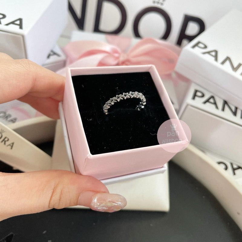 (ของแท้100%)Pandora Band of Asymmetric Stars Ring แหวนดาวแบบโป่ง