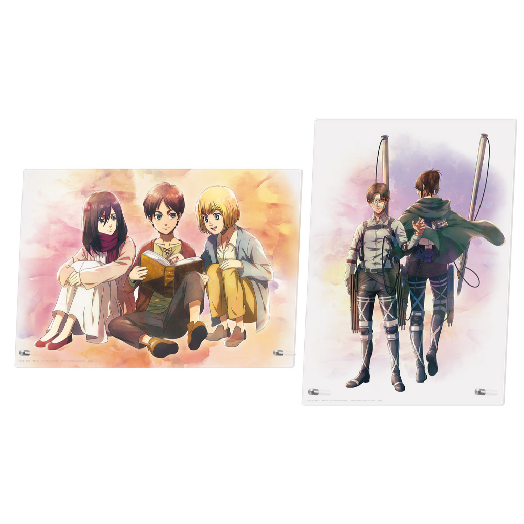 [บอร์ดภาพอะคริลิค] Ichiban Kuji Shingeki no Kyojin ~Jinarashi~ - Hange + Levi / Eren + Mikasa + Armi