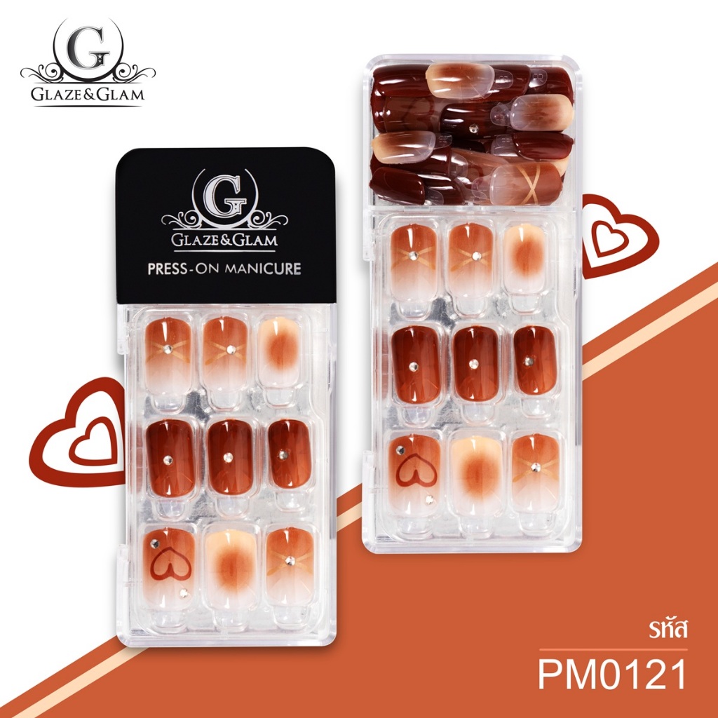 [ New ] GLAZE & GLAM เล็บปลอม เล็บเจลปลอม เล็บปลอมสำเร็จรูป เล็บปลอมพร้อมเทปกาวในตัว PRESS ON NAILS / PM0121 / 30 PCS – โปรปัง