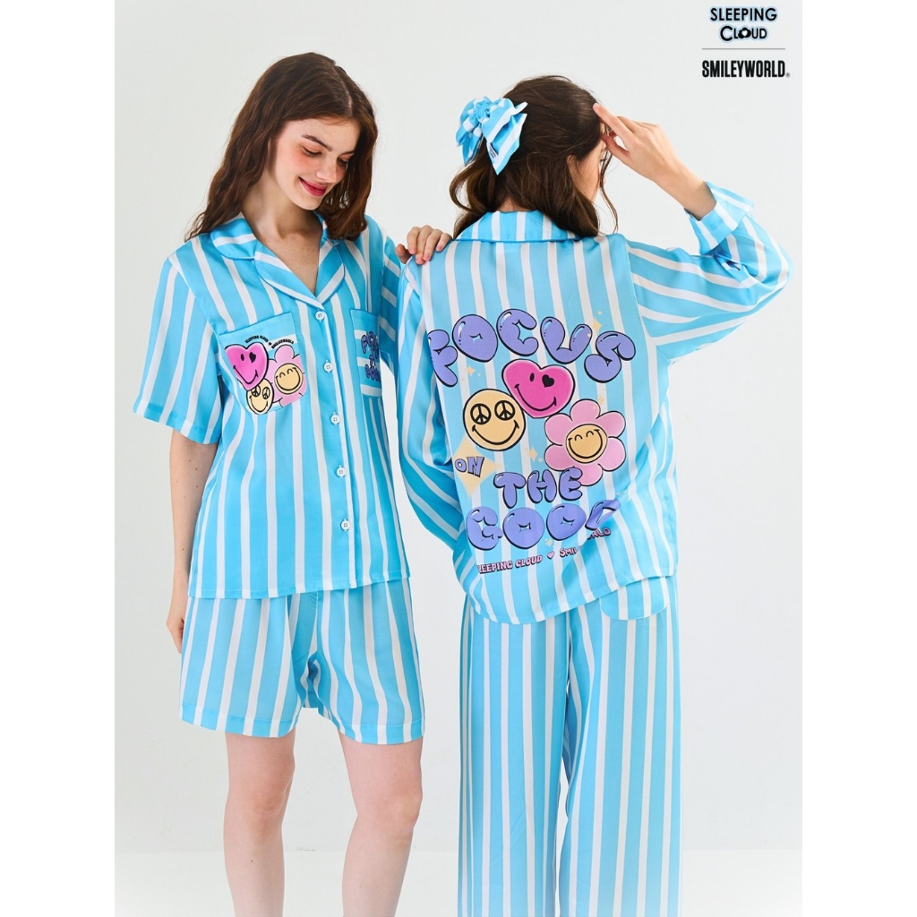 ชุดนอน SLEEPING CLOUD | ชุดนอน 100% LYOCELL ผ้านุ่ม เย็น ใส่สบาย : แขนยาว ขายาว Smiley FRIDAY
