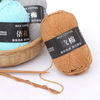 ไหมพรมคอตตอนนม 4ply น้ำหนัก50กรัม 86สี สีพาสเทล ถักง่าย ถักโครเชต์ Milk cotton yarn พร้อมส่งจากไทย