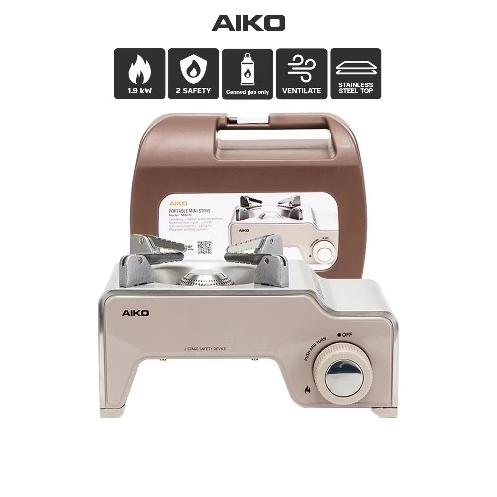 AIKO ไอโกะ เตาแก๊ส เตาปิคนิค เตาแคมป์ปิ้ง รุ่น MINI-B-GY 1.9 kw รับประกัน 1 ปี
