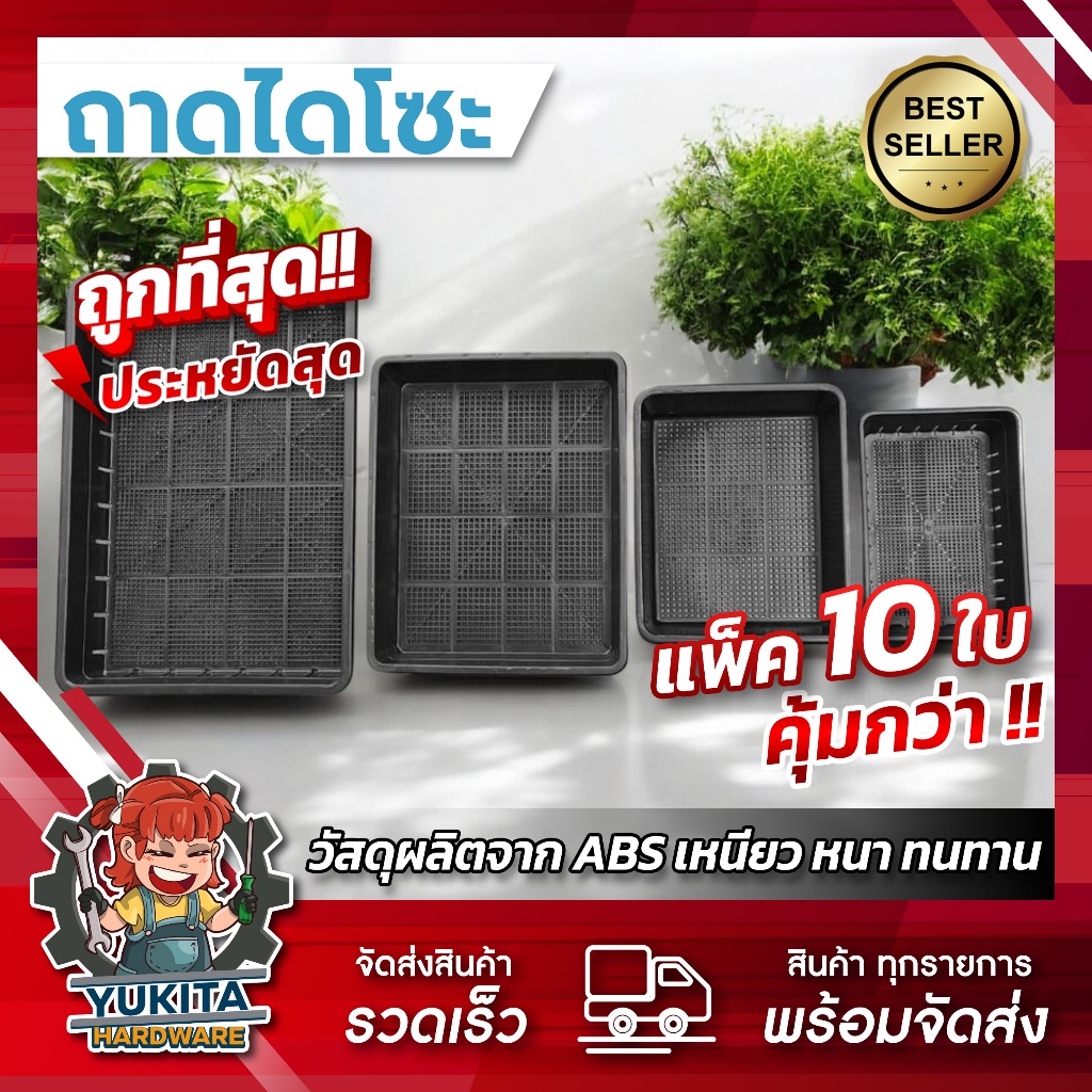 (แพ็ค10ชิ้น) ถาดไดโซะ ถาดปลูกต้นไม้ เพาะต้นอ่อน กล้าข้าว เพาะชำ เพาะเมล็ด ถาดทึบ มีรู แบบสูง เตี้ย