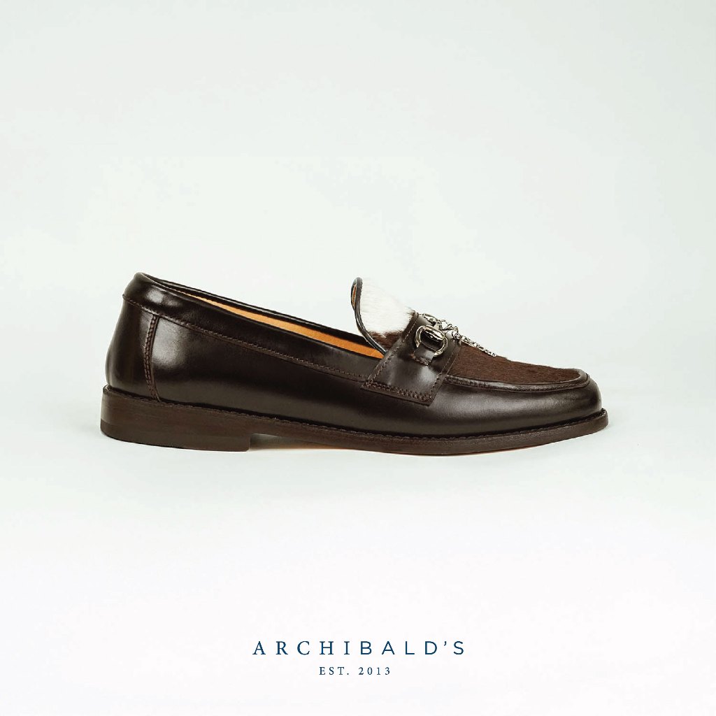 VinArch’s Fur Loafers for Men’s โลฟเฟอร์ทรงผู้ชาย หนังแท้ขนวัว (random pattern)