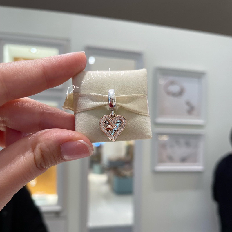 (ของแท้100%)Pandora Rose freehand charm ติ้งหัวใจทูโทน โรส